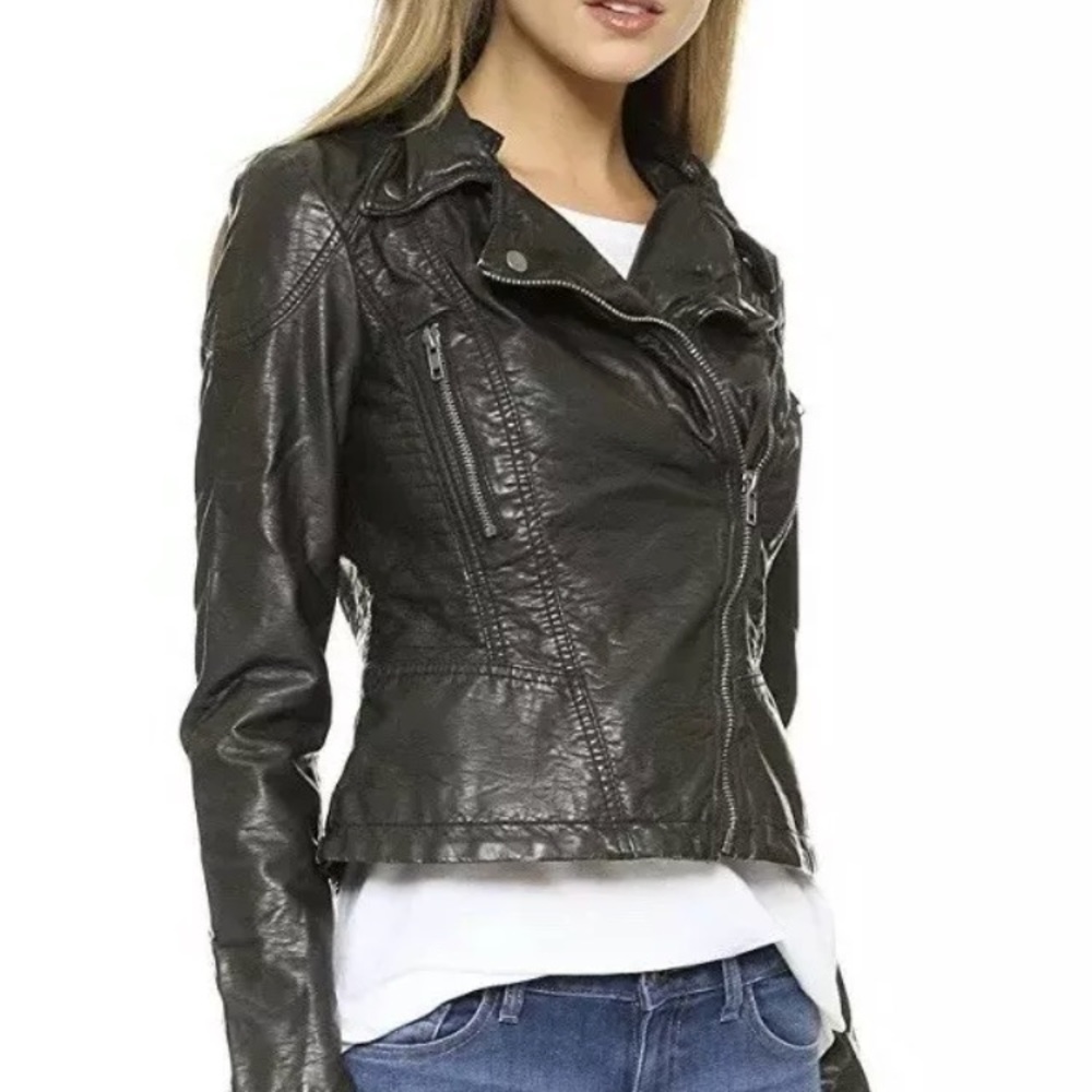 Free People Vegan leather Moto Jacket Size 2